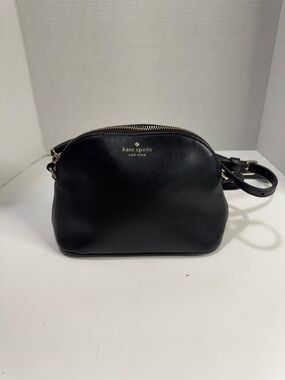 Kate Spade New York Black Leather Dome Crossbody Bag – Silver Hardware